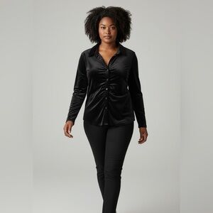 Sanctuary Black Velvet Button Down Shirt SZ: XL
